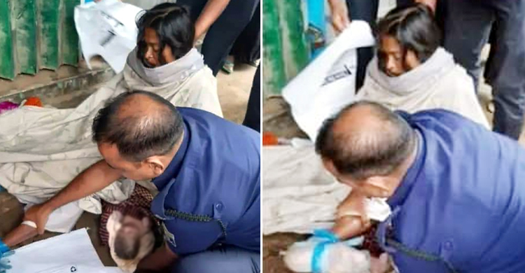 থানার সামনে সন্তান প্রসব করলো ভারসাম্যহীন তরুণী, সেবা দিল পুলিশ
