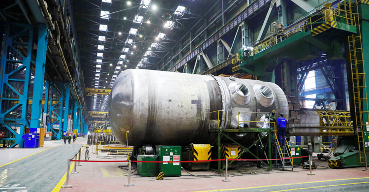 রূপপুরে বিদ্যুৎ কেন্দ্রের দ্বিতীয় ইউনিটের সেমি-ভেসেলের সংযোজন