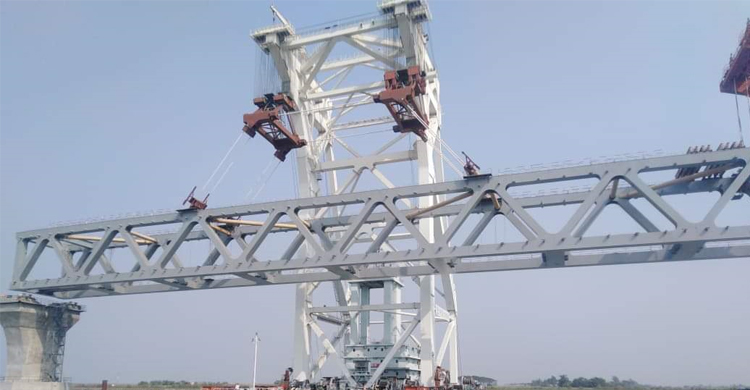 ২৩তম স্প্যানে পদ্মা সেতুর ৩৪৫০ মিটার দৃশ্যমান