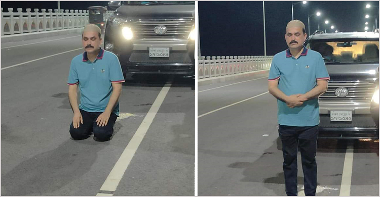 উদ্বোধনের পর বঙ্গমাতা সেতুতে নামাজ পড়লেন আওয়ামী লীগ নেতা