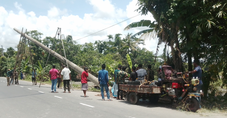 বৈদ্যুতিক খুঁটিতে ট্রাকের ধাক্কা, ১৩ ঘণ্টা বিদ্যুৎহীন পিরোজপুর