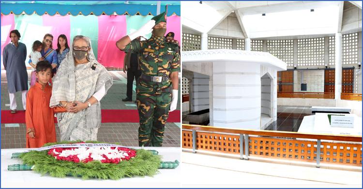 বঙ্গবন্ধুর সমাধিতে শেখ হাসিনার শ্রদ্ধা