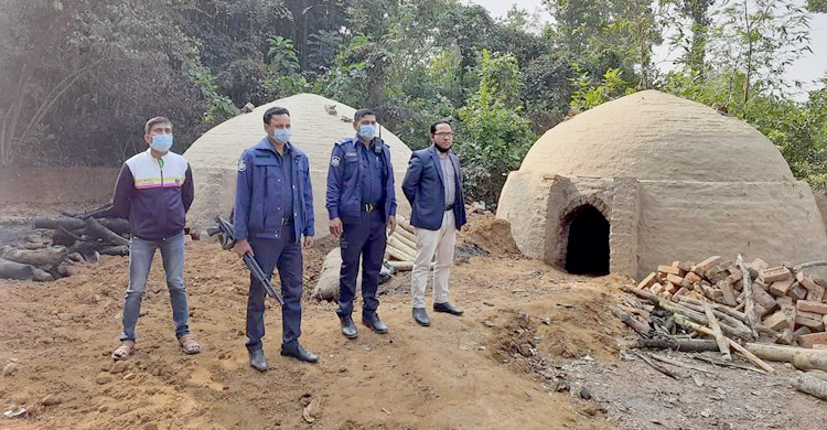 বনের ভেতর কাঠ পুড়িয়ে কয়লা তৈরি, ৫০ হাজার টাকা জরিমানা