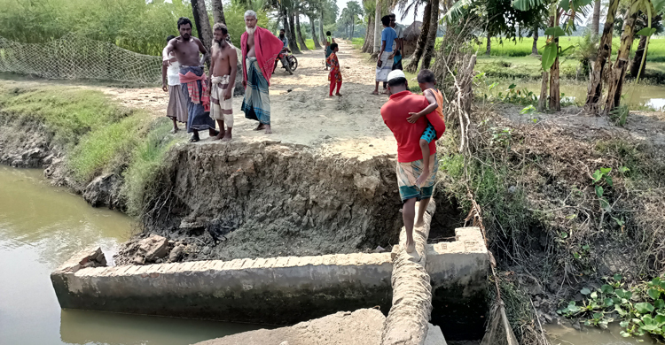 কালভার্ট ভেঙে খালে, দুর্ভোগে স্কুল-কলেজ-মাদরাসা শিক্ষার্থীরা