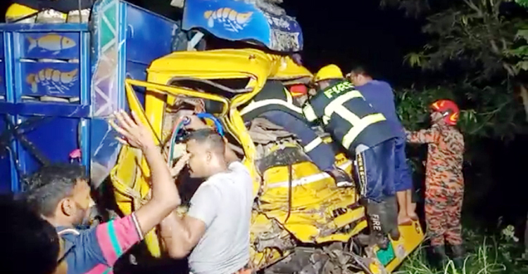 রাজবাড়ীতে বাস-ট্রাক সংঘর্ষে নারী নিহত