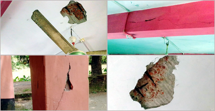 রাজাপুরে ঝুঁকিপূর্ণ ভবনে শিশুদের পাঠদান