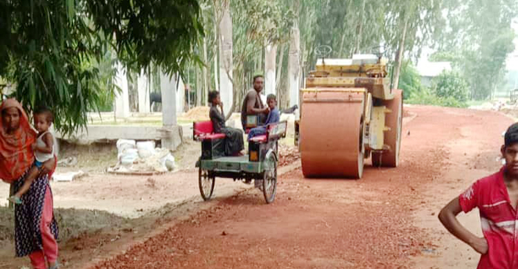 স্বামীর মোটরসাইকেল থেকে পড়ে রোলারের চাকায় পিষ্ট স্ত্রী