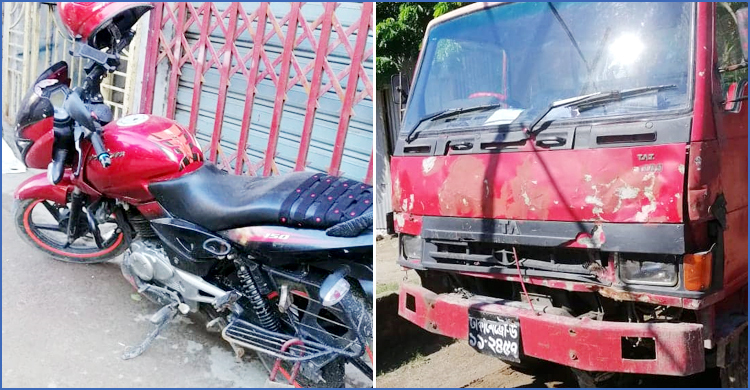 মোটরসাইকেল থেকে ছিটকে সড়কে, ওপর দিয়ে গেলো ট্রাক