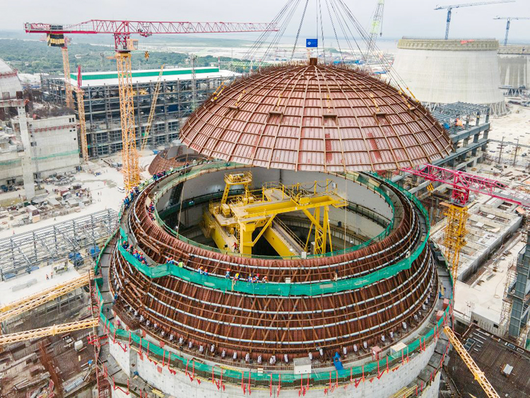 রূপপুর প্রকল্প: ইউনিট-২ এর অভ্যন্তরীণ কন্টেইনমেন্টে ডোম স্থাপিত