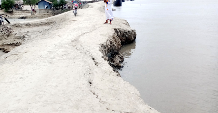 সাতক্ষীরায় কপোতাক্ষ নদের বেড়িবাঁধে ভাঙন