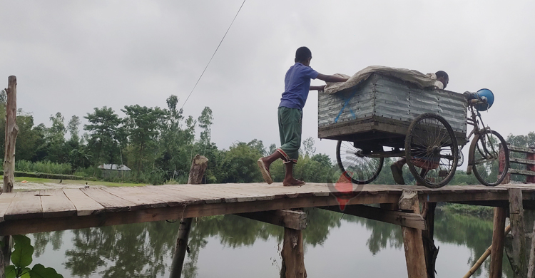 সাঁকো দিয়ে পার হতে হয় কোটি টাকার সেতু