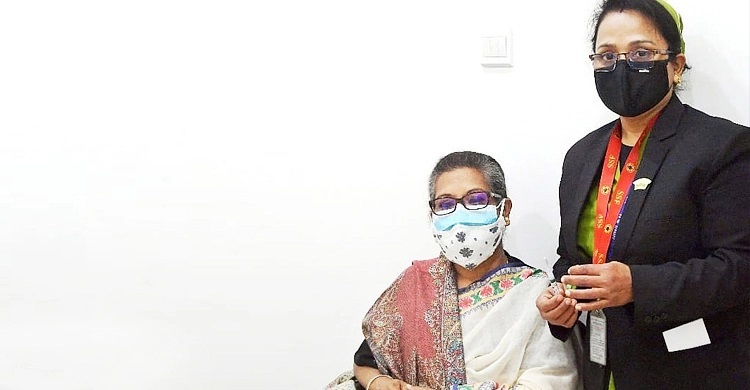 Sheikh Rehana receives Covid-19 vaccine