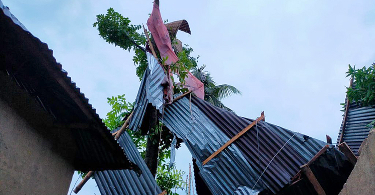 ঝিনাইদহে ২০ সেকেন্ডের ঘূর্ণিঝড়ে লন্ডভন্ড অর্ধশতাধিক ঘরবাড়ি