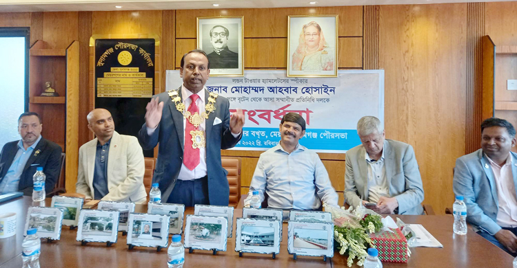 লন্ডনের টাওয়ার হ্যামলেটসের স্পিকারকে সুনামগঞ্জে সংবর্ধনা