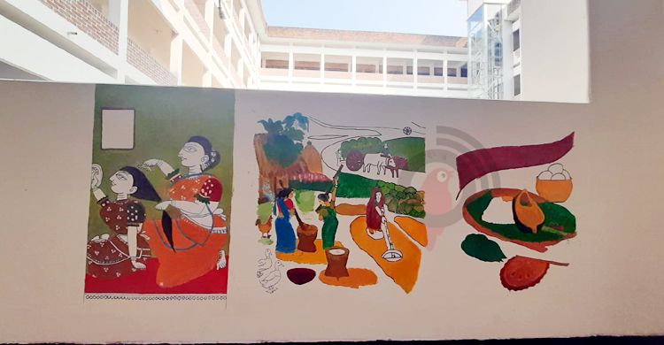 শাবিপ্রবির দেয়ালে গ্রাফিতিতে তুলে ধরা হলো ‘বাঙালি সংস্কৃতি’