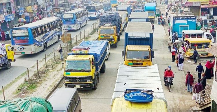 টাঙ্গাইল মহাসড়কে ১৫ কিলোমিটার যানজট