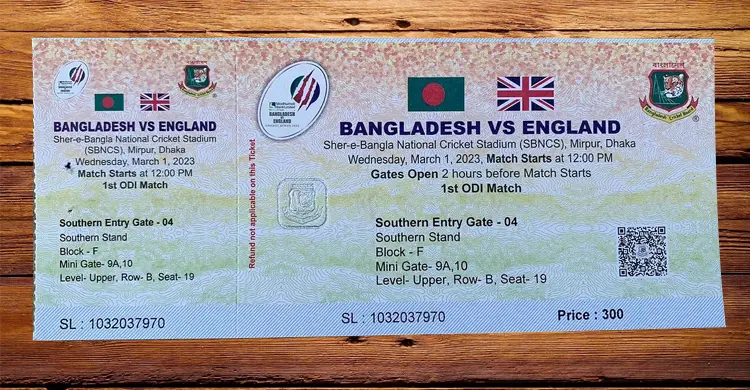 টিকিটে ইংল্যান্ডের বদলে যুক্তরাজ্যের পতাকা, ভুল বলতে নারাজ বিসিবি