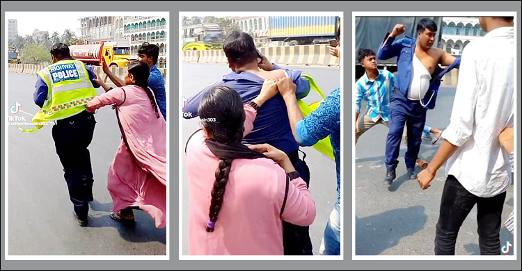 ট্রাফিক পুলিশের ওপর নারীর হামলা, টিকটকে ভিডিও ভাইরাল