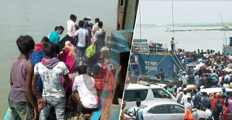 ফেরিতে চাপ, ঝুঁকি নিয়ে ট্রলারে পদ্মা পার