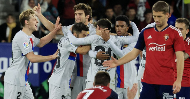 Ten-man Barca fight back to win 2-1 at Osasuna