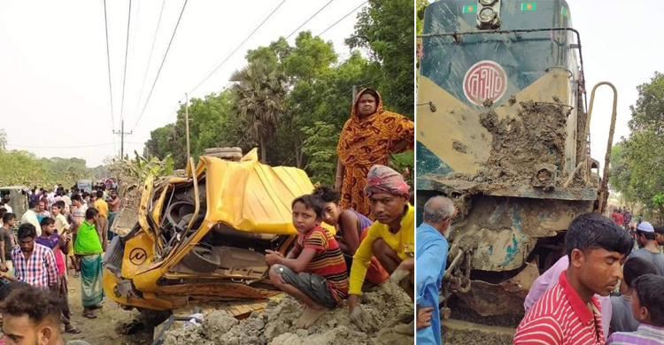রাজবাড়ীতে ট্রেন-ডাম্প ট্রাকের সংঘর্ষে দুইজন নিহত
