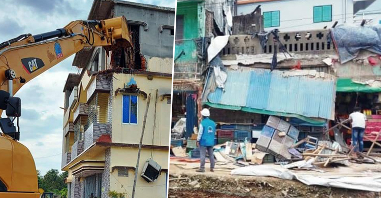 কক্সবাজারে তিনতলা ভবনসহ ১২ স্থাপনা গুড়িয়ে দিল কউক