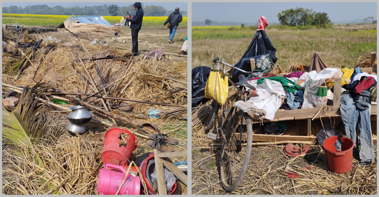 গভীর রাতে বসতবাড়ি ভাঙচুর, খোলা আকাশের নিচে দুই পরিবার