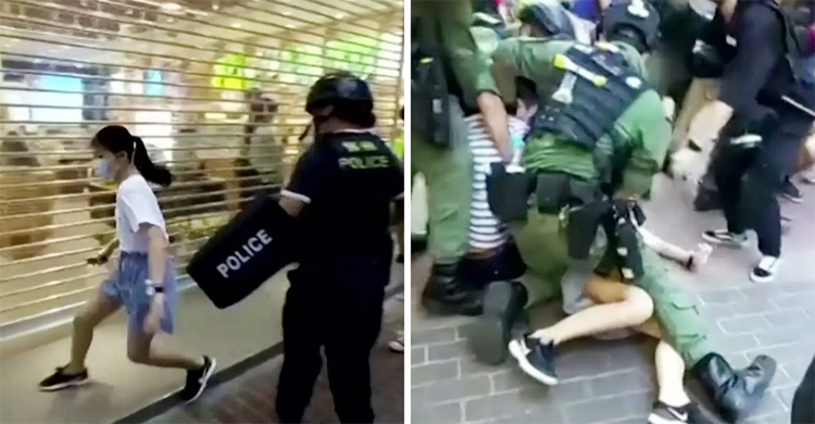 ১২ বছরের মেয়েটির সঙ্গে হংকং পুলিশের এ কেমন আচরণ! (ভিডিও)