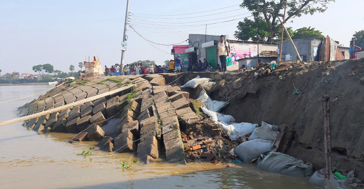চাঁদপুর শহর রক্ষা বাঁধে ফের ভাঙন