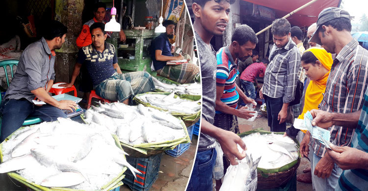 দাম কমায় ইলিশের দোকানে ভিড়