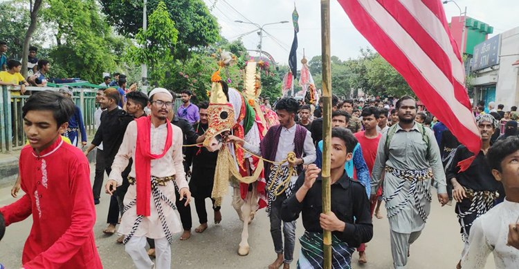 তাজিয়া মিছিলের ঘোড়াকে পথে পথে দুধে গোসল-শ্রদ্ধা