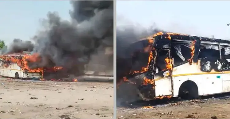 কুমিল্লায় টার্মিনালে দাঁড়িয়ে থাকা ৩ বাসে আগুন