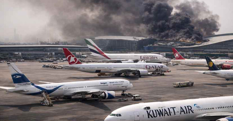 কুয়েত বিমানবন্দরে ড্রোন হামলা, জ্বালানি ট্যাংকে ভয়াবহ আগুন