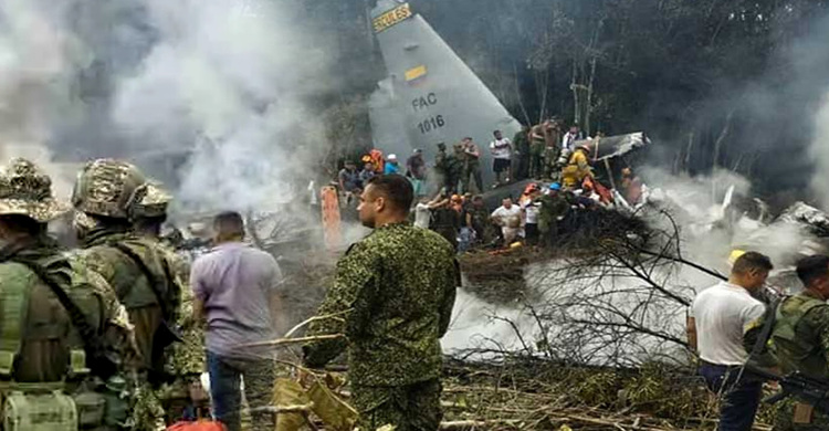 কলম্বিয়ায় সামরিক উড়োজাহাজ বিধ্বস্ত, নিহত ৬৬