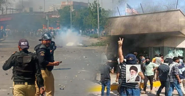 খামেনি হত্যার প্রতিবাদে উত্তাল পাকিস্তান,  মার্কিন দূতাবাসে হামলা, নিহত ৮