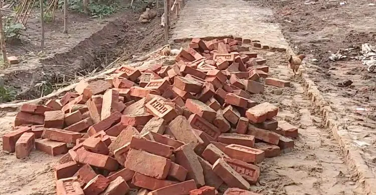 সিরাজগঞ্জে সরকারি রাস্তার ইট তুলে নিলেন বিএনপি নেতা