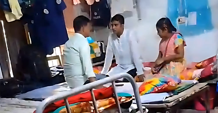 পুলিশের বিছানায় বসে ভাত খাচ্ছেন আসামি ‍যুবলীগ নেতা