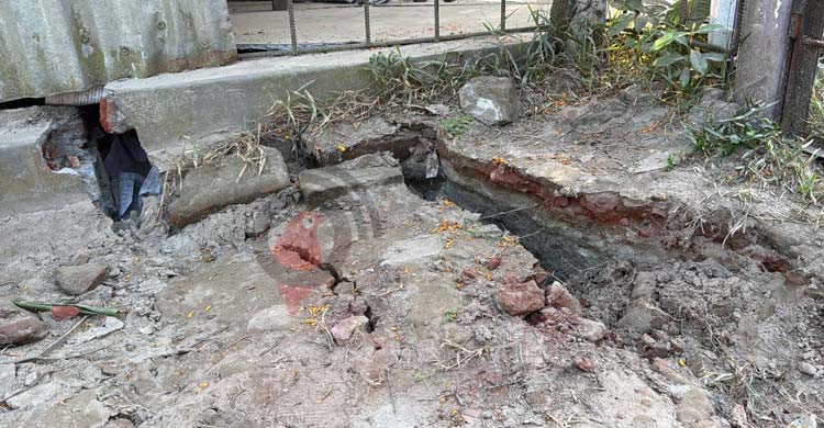 নরসিংদীজুড়ে ভূমিকম্পের চিহ্ন, ফেটে ৭-৮ ইঞ্চি ফাঁকা হয়ে গেছে মাটি