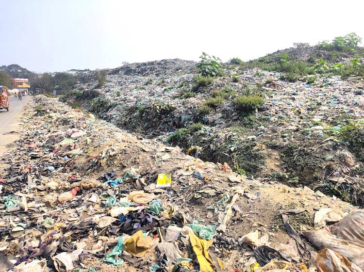 রাস্তার পাশে পাহাড়সম ময়লা, দুর্গন্ধে নাকাল নগরবাসী