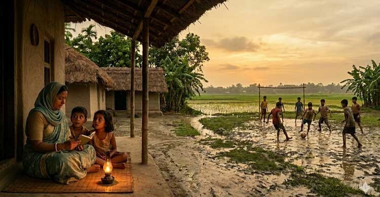 পক্ষ্মীরাজ, প্রদীপের আলো আর গ্রামের ফুটবল