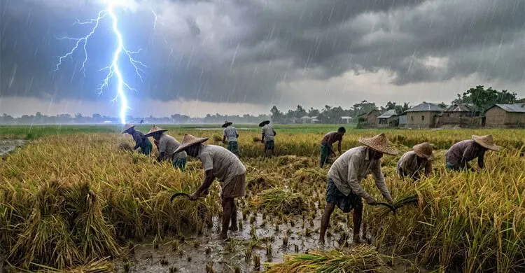 মাঠে ধান কাটার সময় বজ্রপাতে তিন কৃষকের মৃত্যু