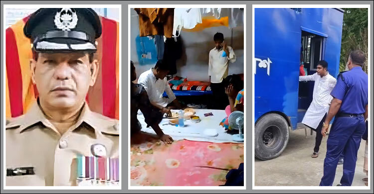 পুলিশের বিছানায় বসে ভাত খাচ্ছেন আসামি ‍যুবলীগ নেতা