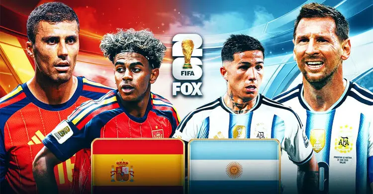 Spain vs Argentina FIFA World Cup Final 2026 featuring Lionel Messi and Lamine Yamal. /></a></div><br /><div class=