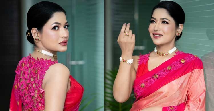 মোহময়ী শাড়ির সাজে অপরূপ বাঁধন