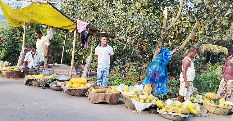 অস্থায়ী বাঙ্গির বাজারে মেলে টাটকা সবজিও