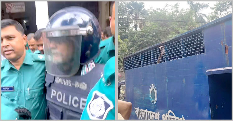 নাতিকে দেখে প্রিজন ভ্যান থেকেই হাত নাড়েন আবুল বারকাত