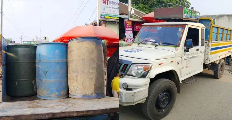 বরিশালে গোয়েন্দা অভিযানে পিকআপভর্তি জ্বালানি তেল জব্দ