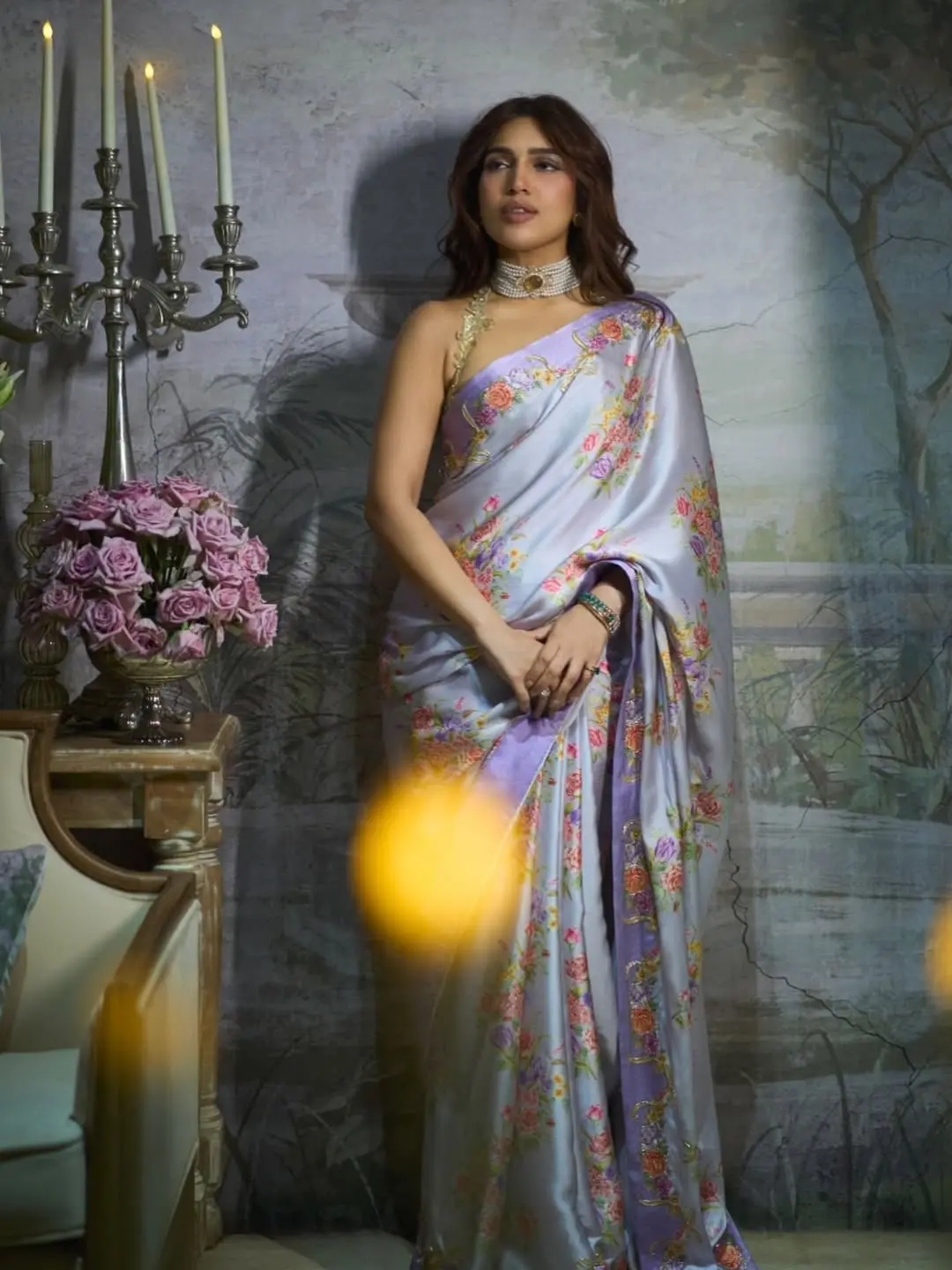 ল্যাভেন্ডার শাড়িতে ভূমি যেন জীবন্ত জলরঙ ছবি
