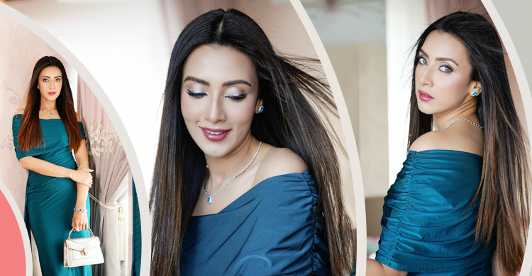 অফ-শোল্ডার গাউনে মুগ্ধতা ছড়ালেন মিম