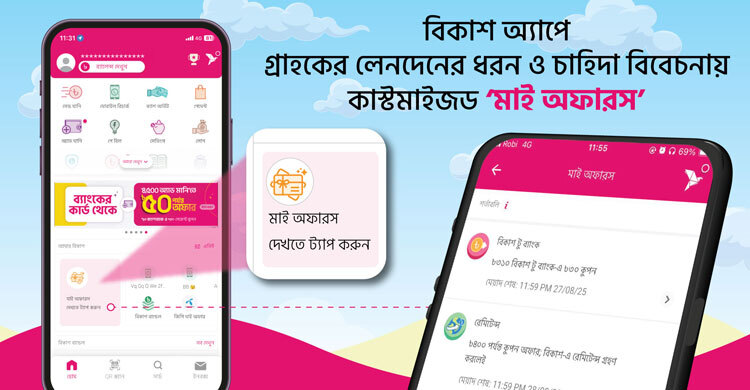 গ্রাহকের জন্য বিকাশ অ্যাপে কাস্টমাইজড ‘মাই অফারস’ সেবা
